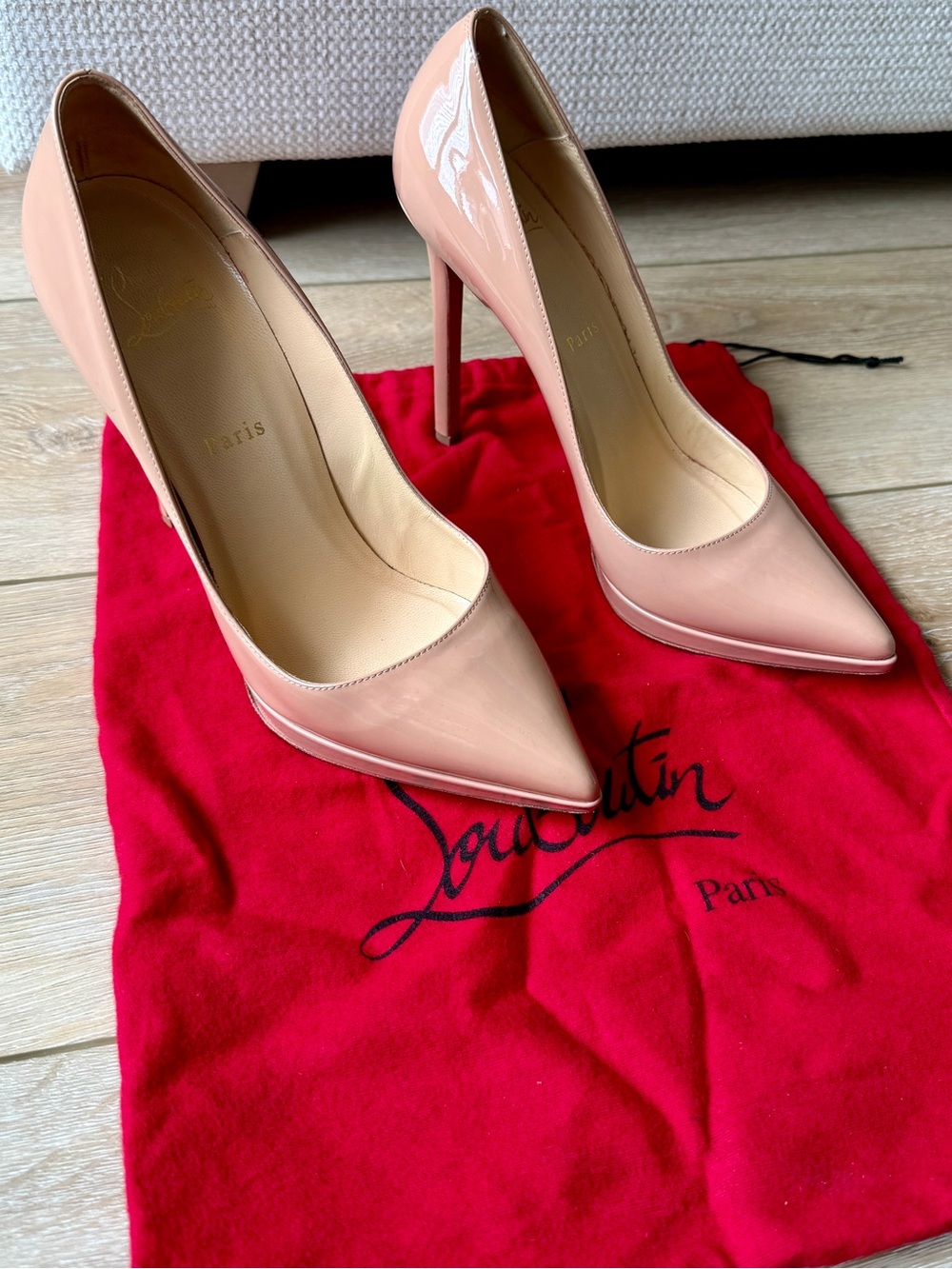 Christian Louboutin Nude Patent Leather Pumps